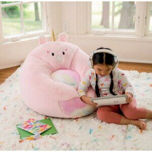 Your Zone Kids, Pink Soft Plush Unicorn Large Bean Bag Chair, Girls Kids 2.25 ft
